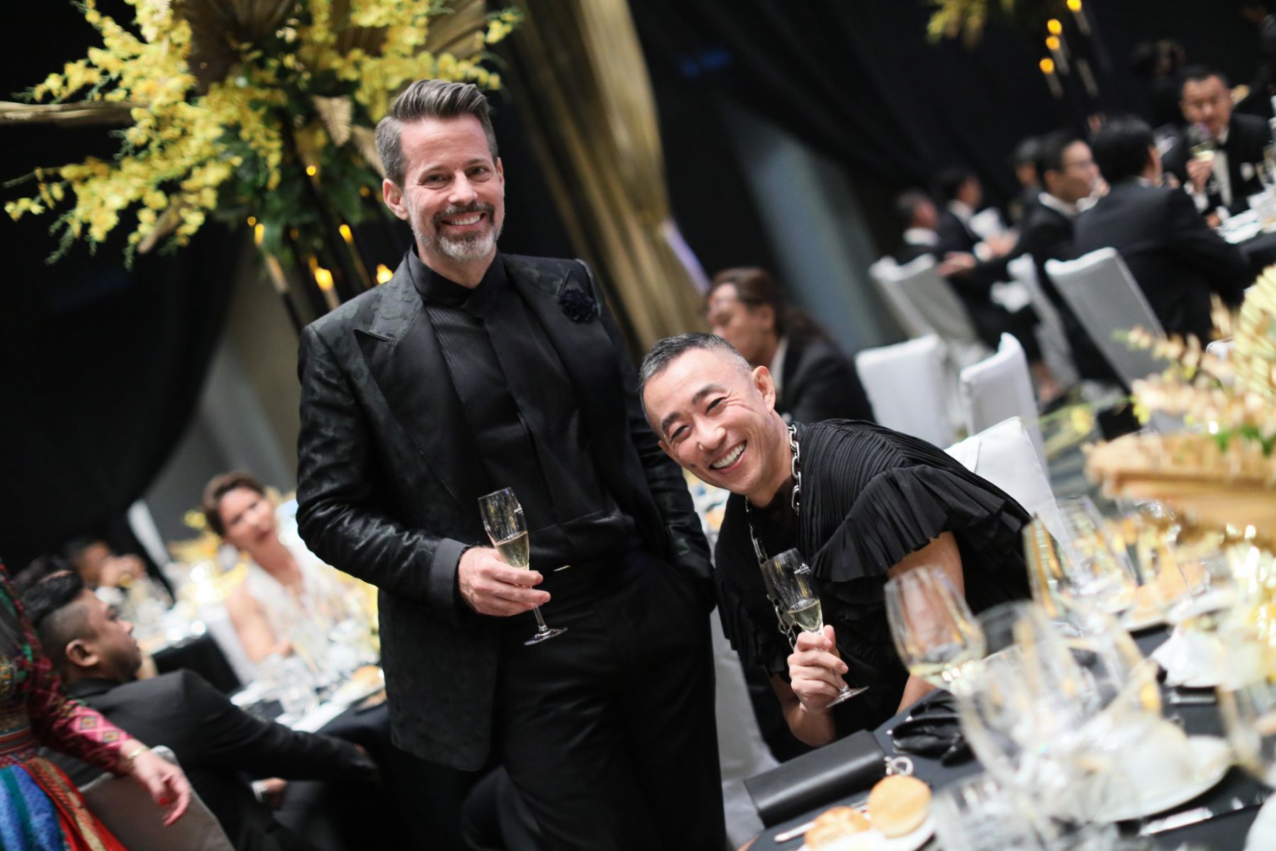 Brian Quirk in Tom Ford and Andrew Wong in Rick Owens