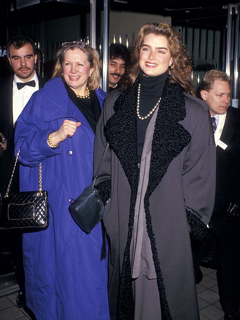 NEW YORK CITY - FEBRUARY 10: Actress Brooke Shields and mother Teri Shields attend the "Au Revoir Les Enfants" New York City Premiere on Feburary 10, 1988 at City Cinemas Cinema 1 in New York City. (Photo by Ron Galella/Ron Galella Collection via Getty Images)