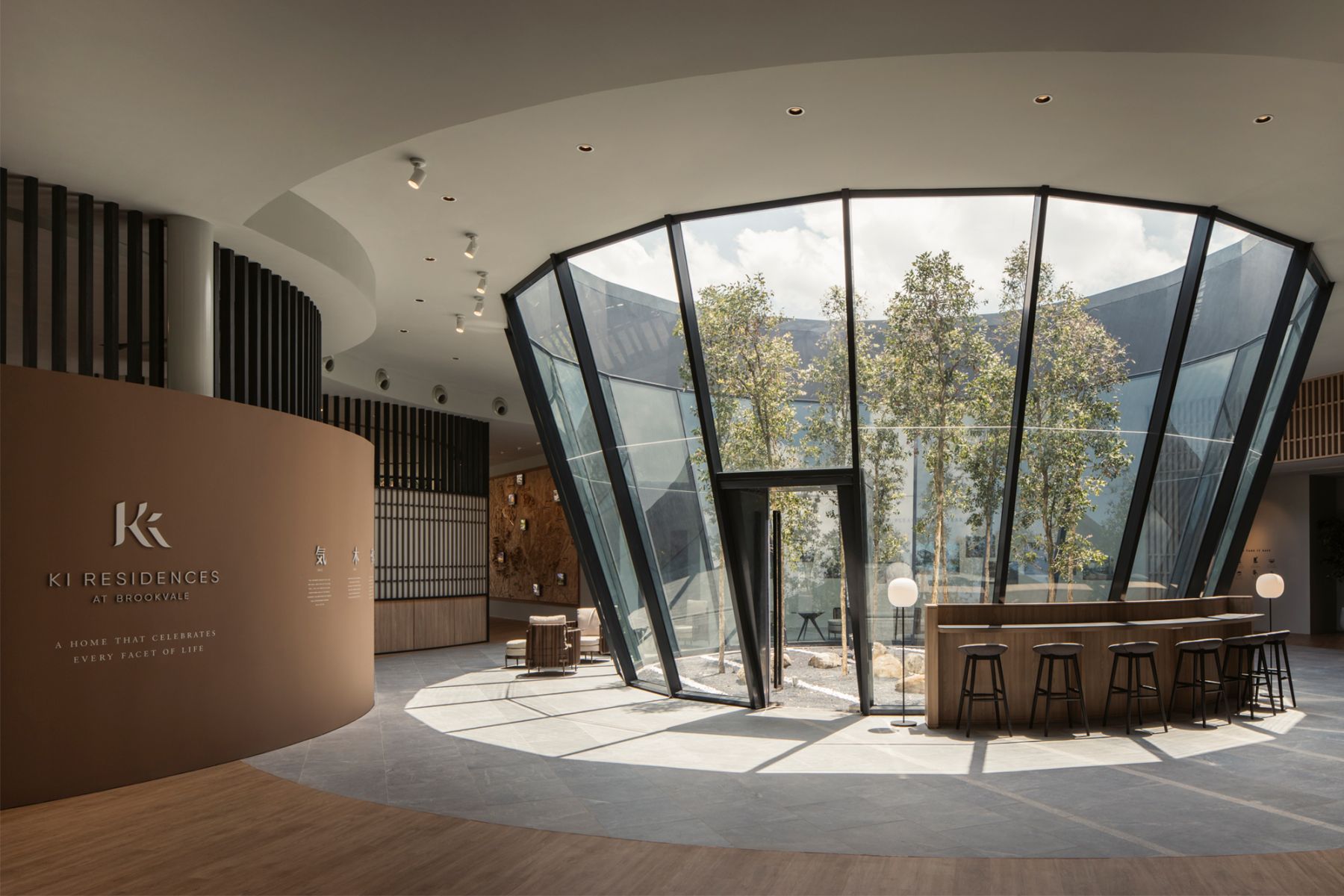 The sales gallery is centered around the central courtyard of the development