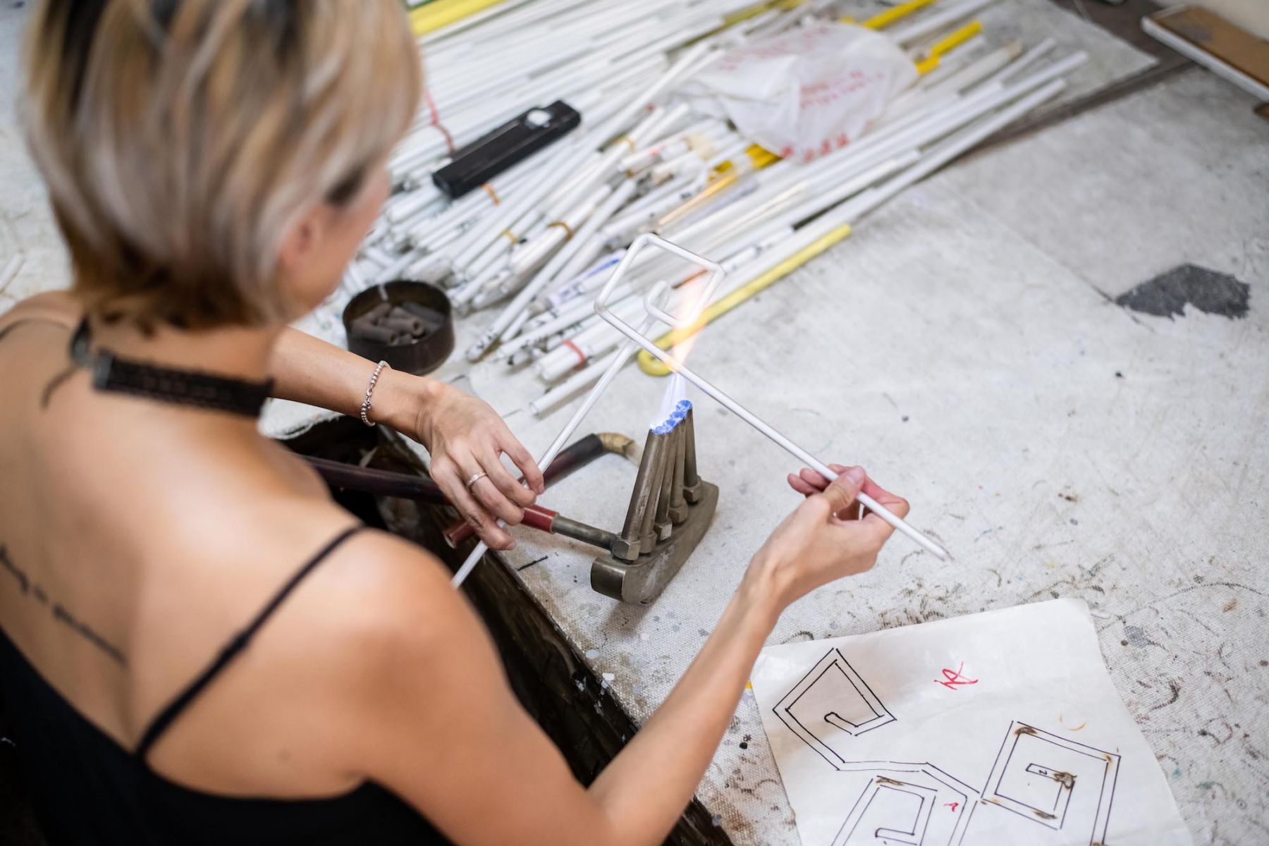 Karen Chan, Hong Kong's only female neon artist, at work
