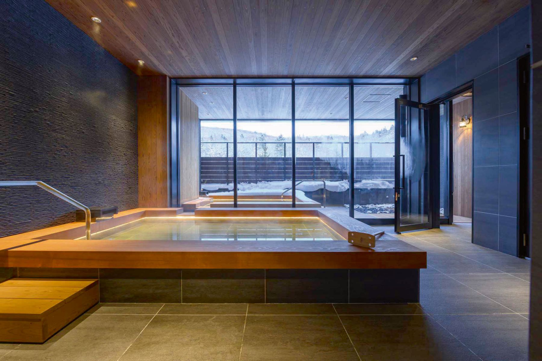 One of the communal onsen areas in Yu Kiroro, a property in Kiroro, a ski town in Hokkaido, Japan