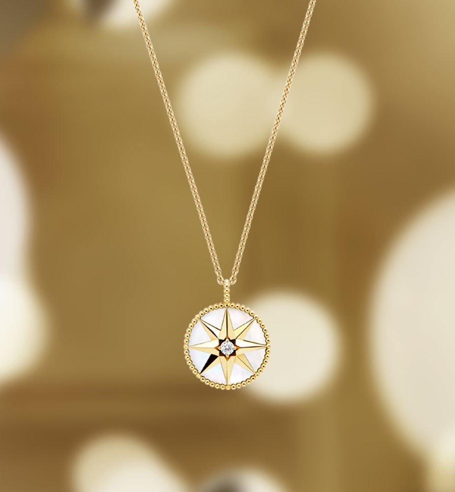 Put an elegant twist to your lucky charm with Dior Rose des Vents Medallion Necklace