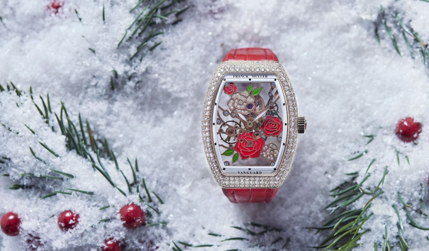 The Gift of Time: Franck Muller's Vanguard Rose Skeleton Lights Up The Festive Season