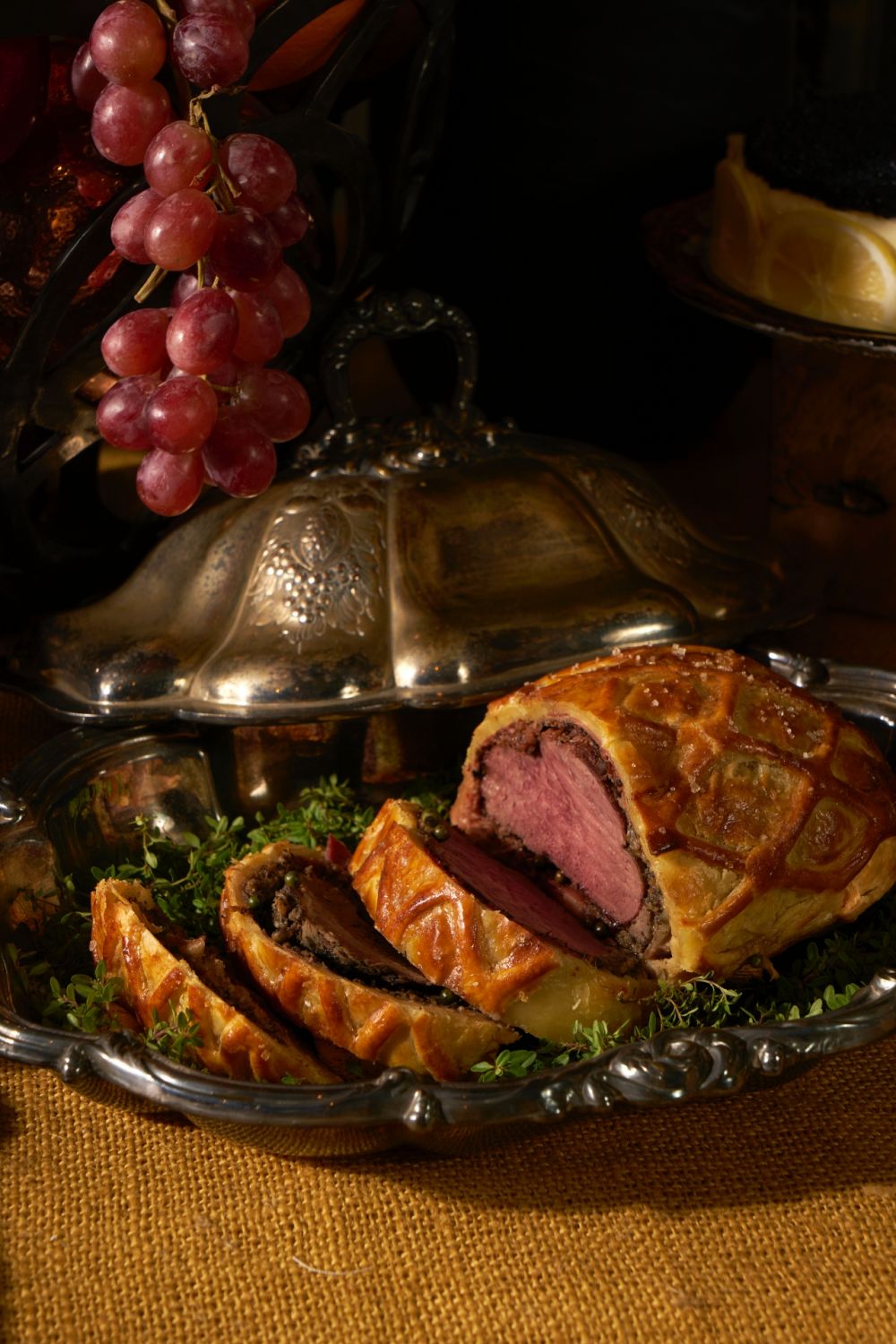 A perfectly cooked beef Wellington by Casa Luisa on a W/17 serving dish | Photo by Sonny Thakur