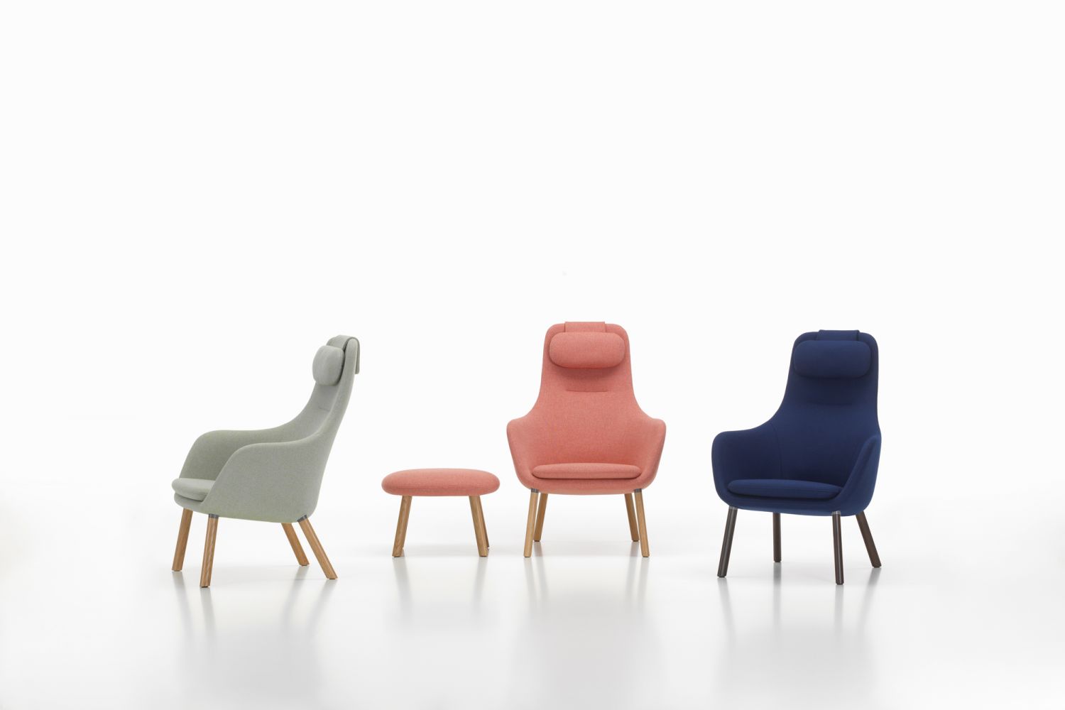 The Vitra HAL lounge chair and ottoman come in various upholstery colours