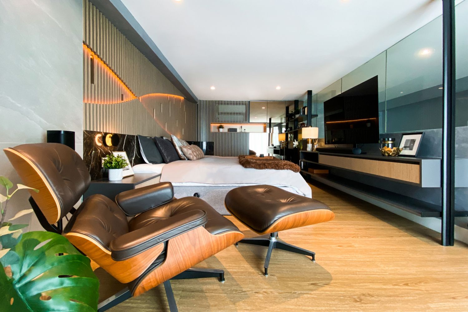 The master bedroom features a resort-like atmosphere with its charming aura