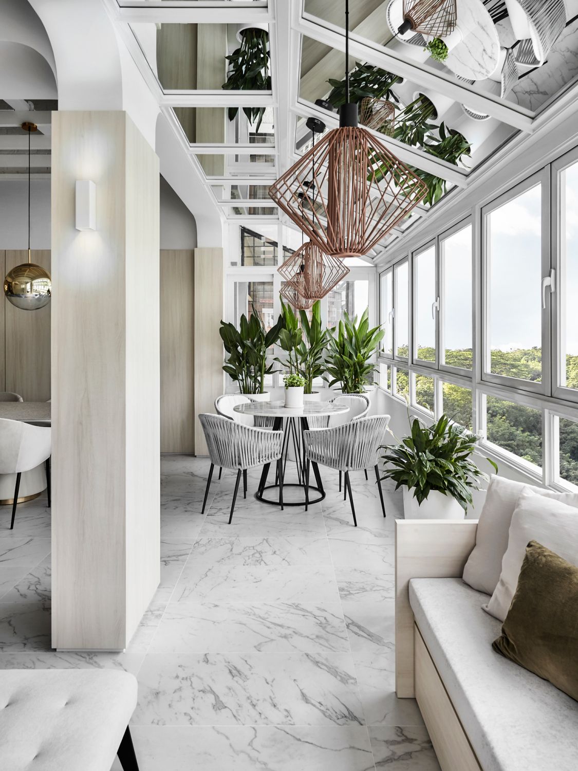 The space comes alive with natural light courtesy of the large windows