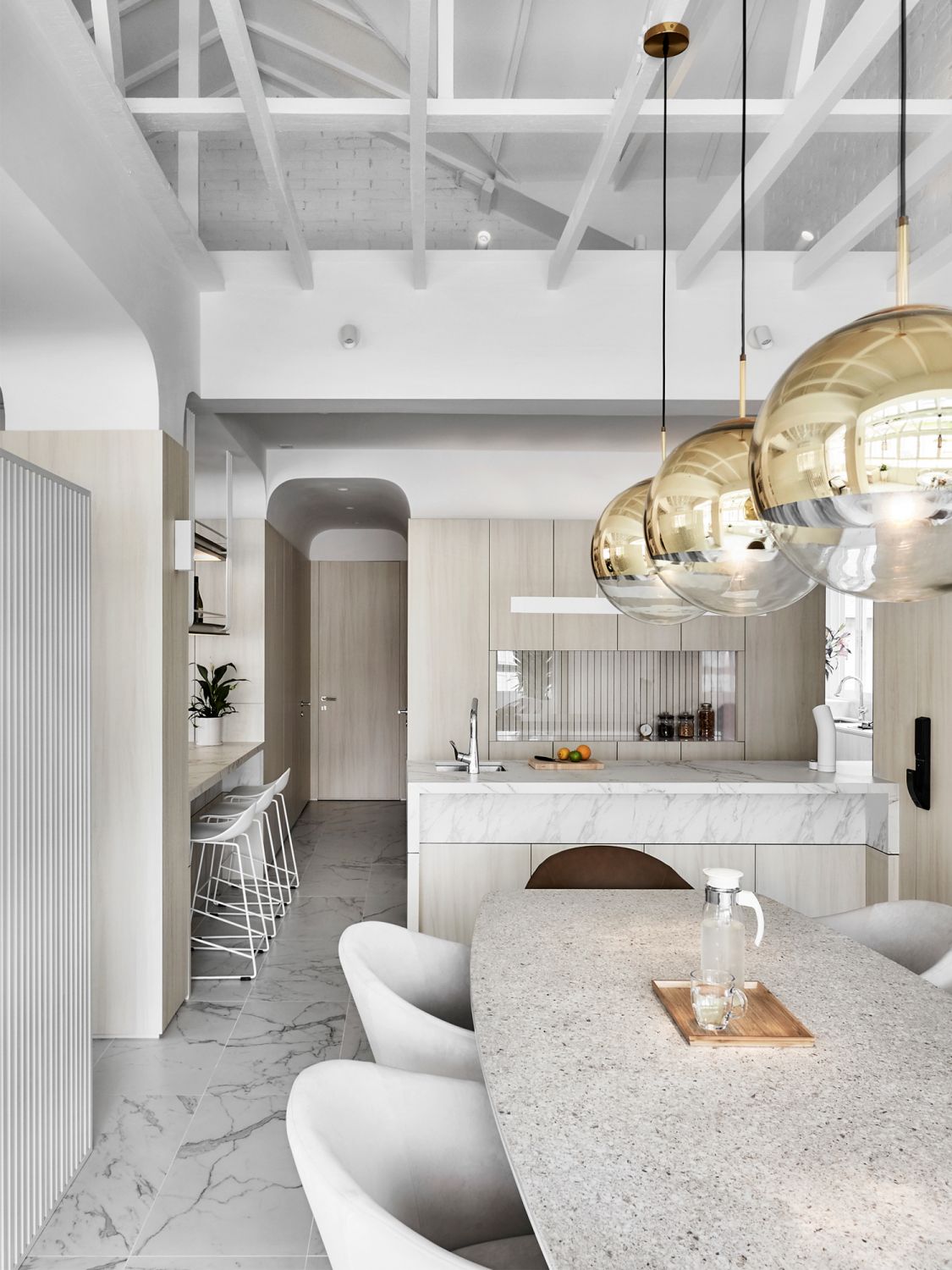 The use of arches adds visual interest and a sense of elegance into the interiors