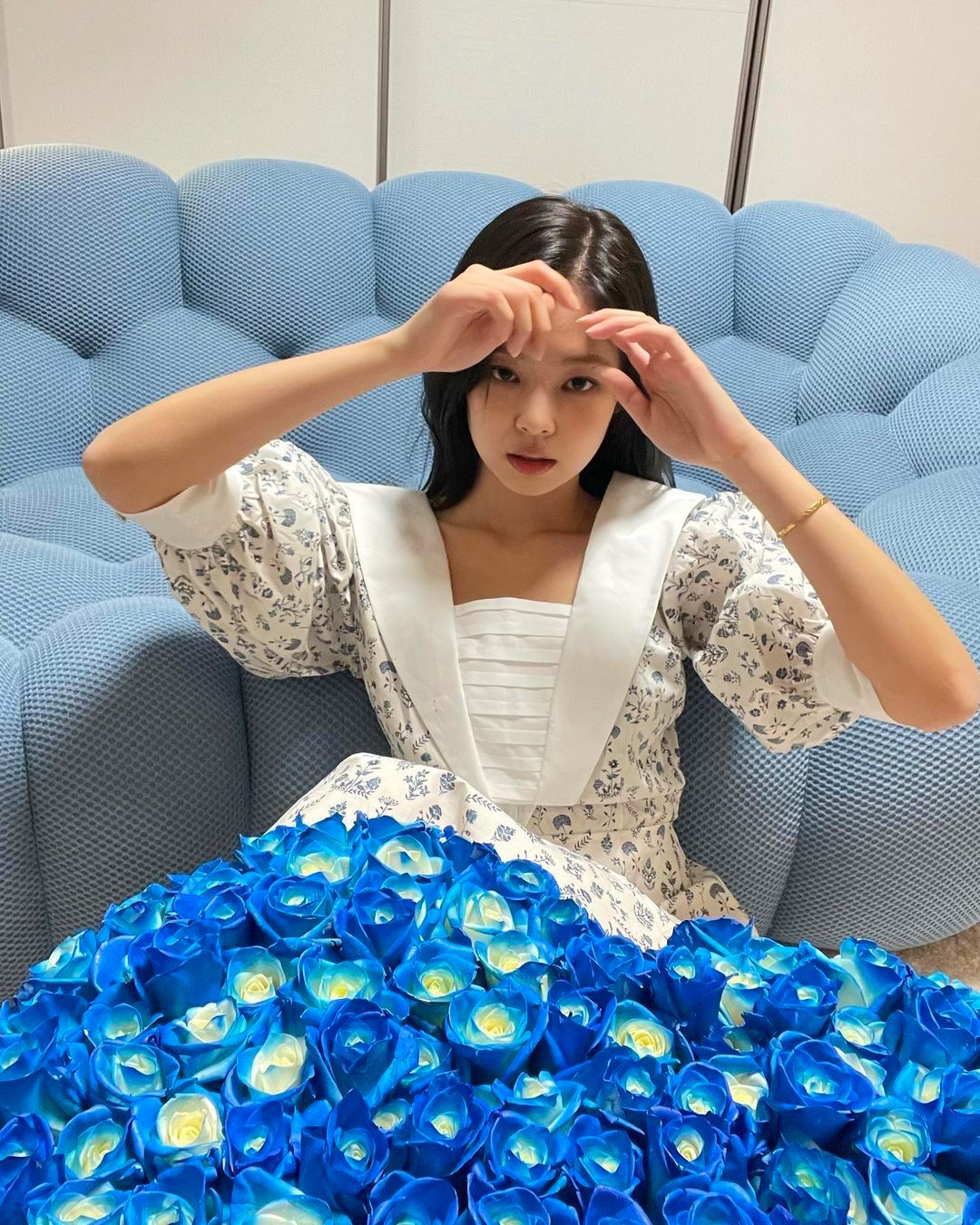 The Roche Bobois Bubble sofa adds a whimsical touch to the room (Image: Jennie/@jennierubyjane)