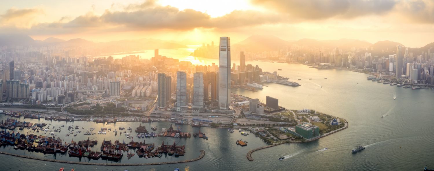 Sunrise over West Kowloon, Hong Kong