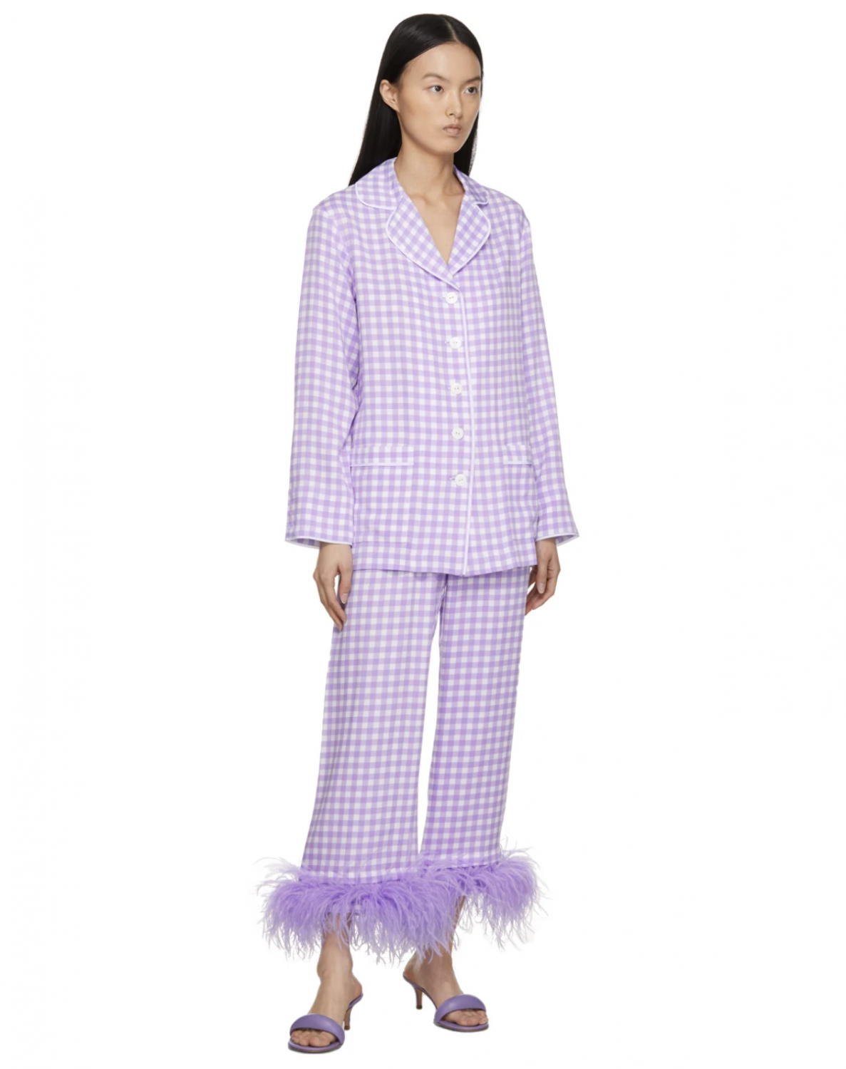 SLEEPER White Check Party Pajamas Set (Photo: SSENSE)