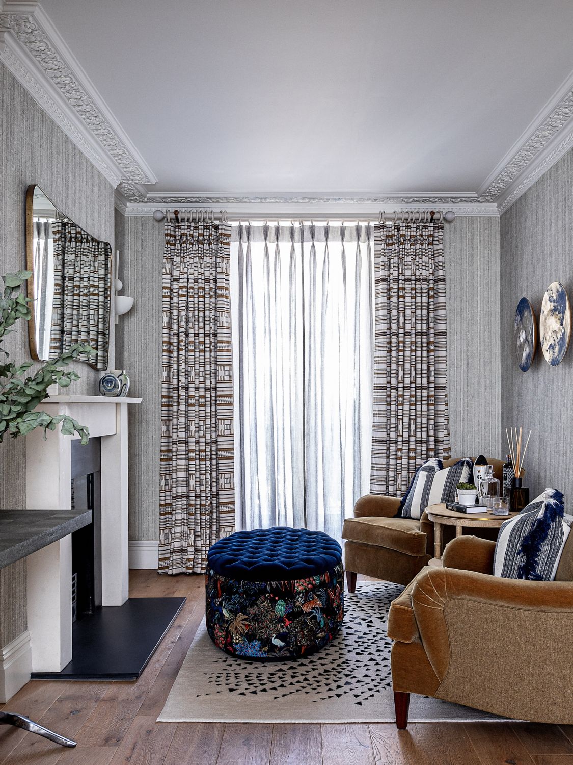 One of the living area is designed as an inviting area for hosting guests