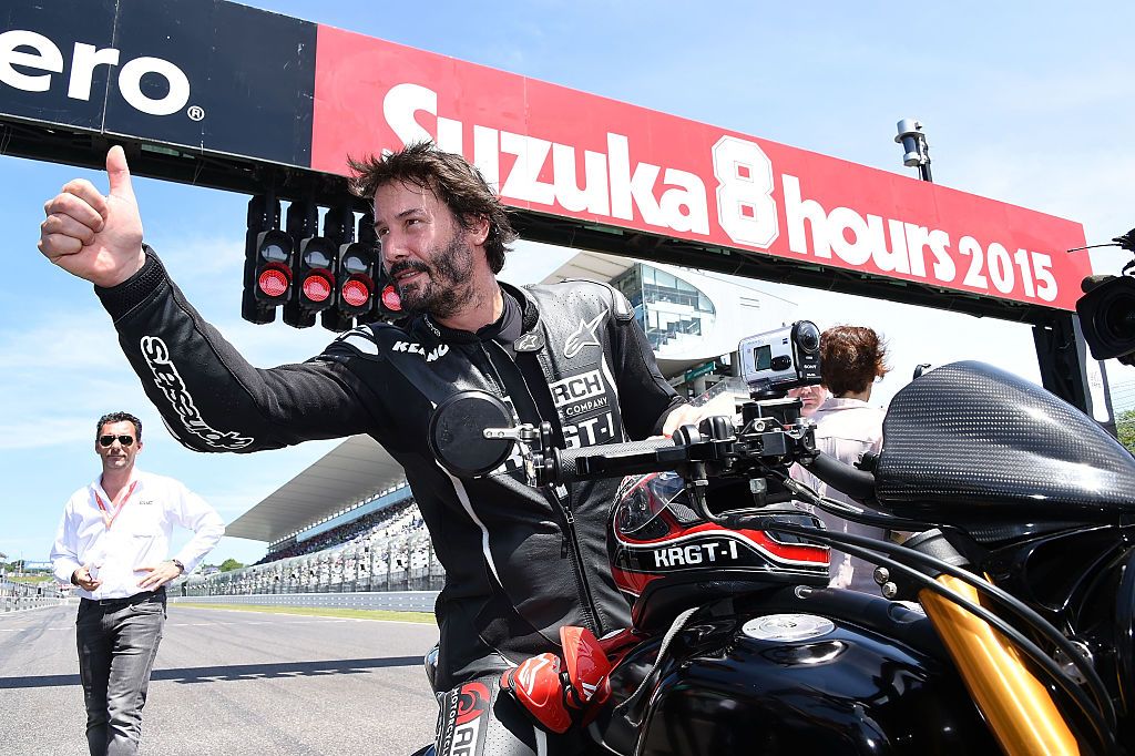 SUZUKA, JAPAN - JULY 26: Keanu Reeves is seen during the opening ceremony of the Suzuka 8 Hours at the Suzuka Circuit on July 26, 2015 in Suzuka, Japan. (Photo by Jun Sato/WireImage)