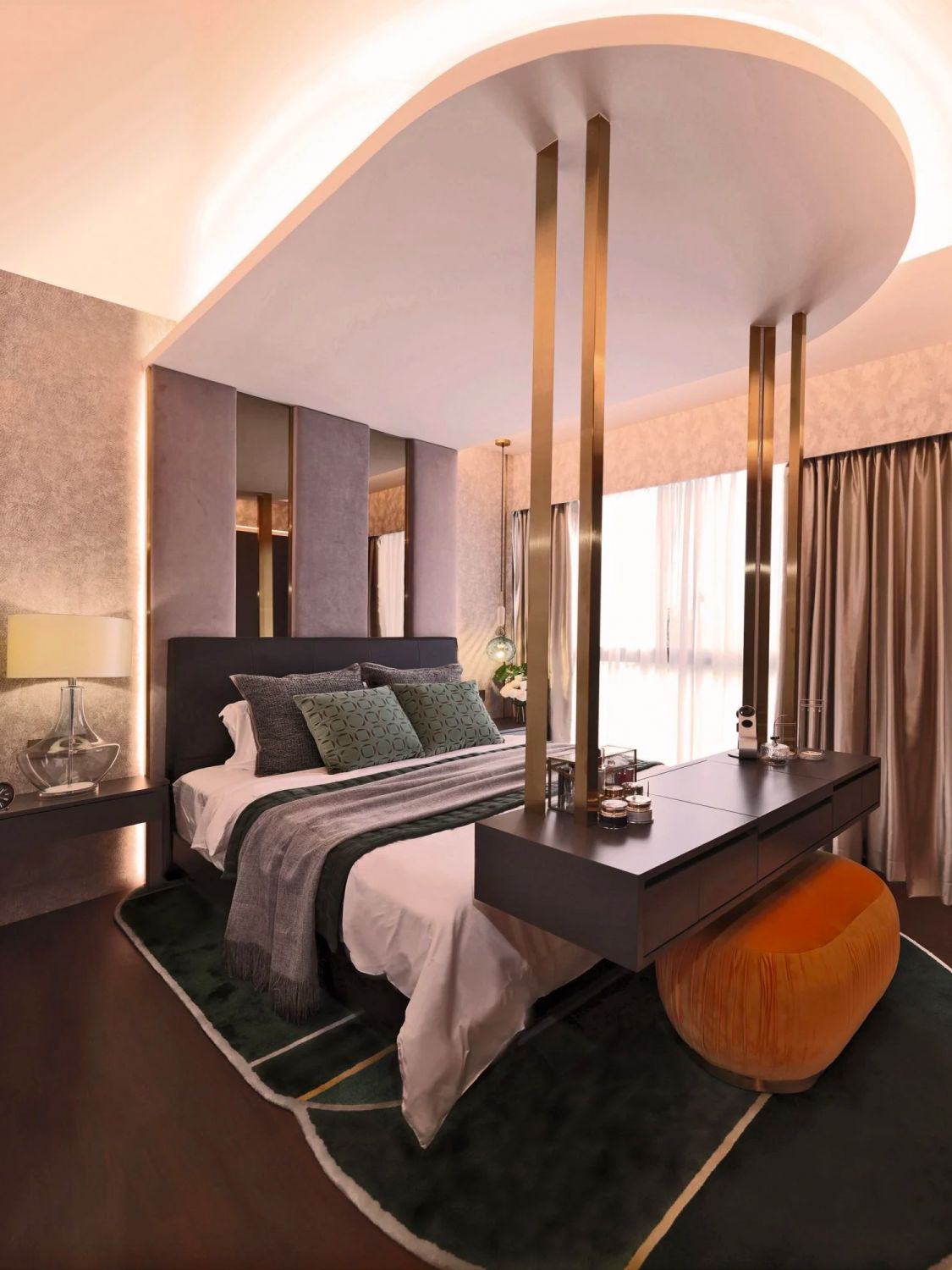 The colour palette of the home was recommended by the homeowner's geomancy consultant