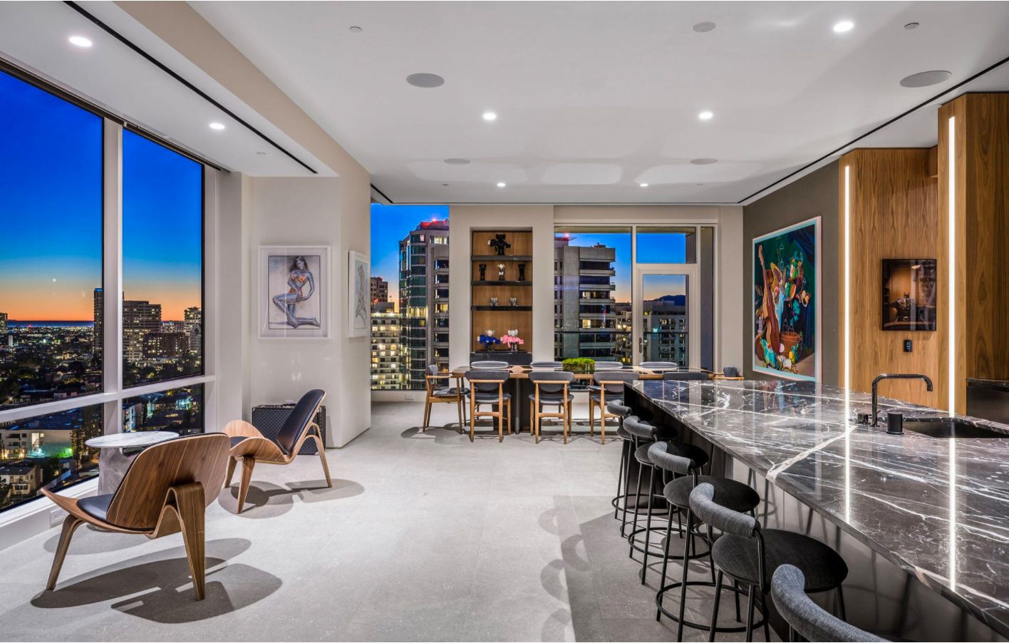 Floor-to-ceiling windows in almost every room offer stunning views