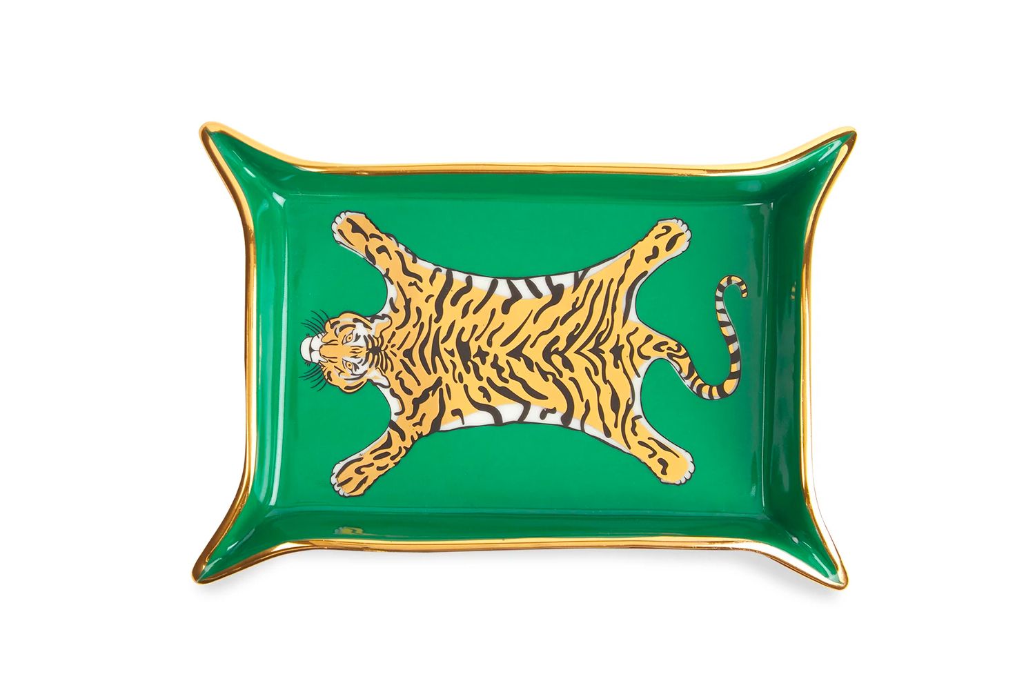 Jonathan Adler Tiger valet tray, from Cobalt Room