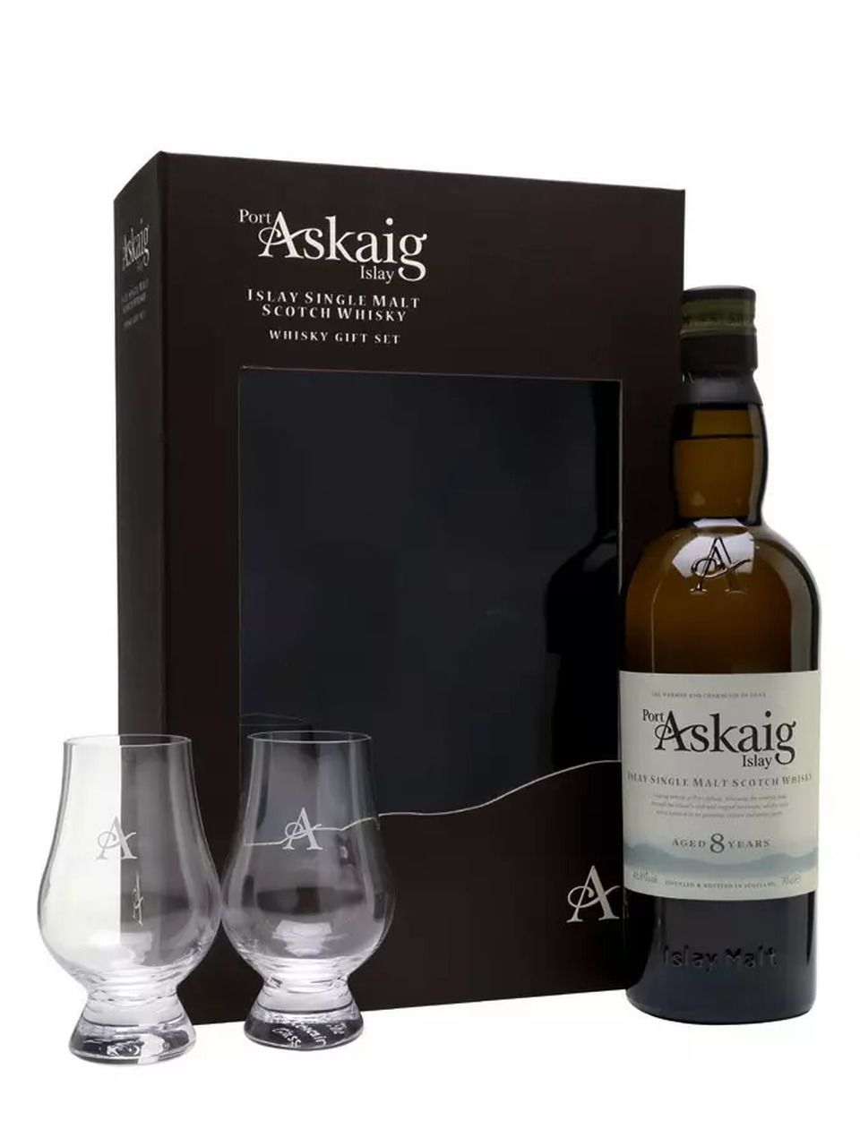 Port Askaig 8 Year + 2 Glasses
