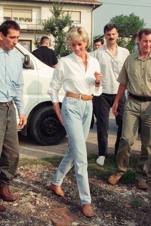 Diana, Princess of Wales makes a three day visit to Bosnia - Herzegovina as part of her campaign to raise awareness about the devastating effects landmines have on peoples lives and to call for a complete ban on the production, sale and use of land mines. The trip was organised by the American-based Landmine Survivors Network. Here she is on the 2nd day of her visit. 9th August 1997. (Photo by Kent Gavin/Mirrorpix/Getty Images)