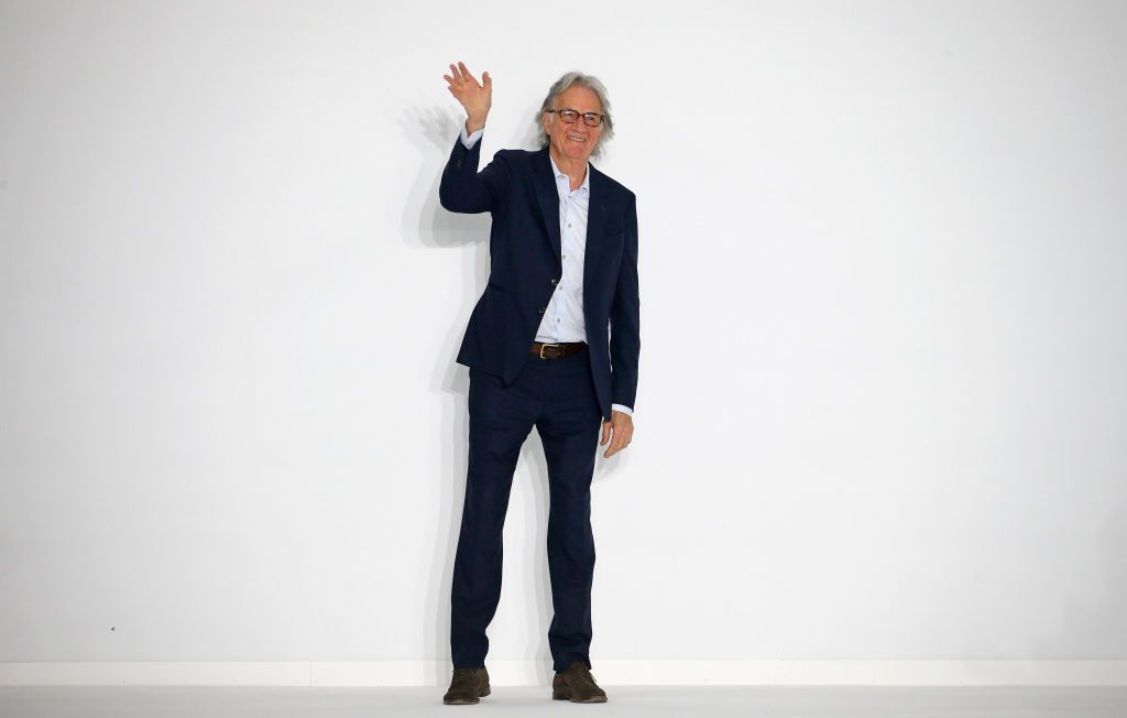 PARIS, FRANCE - JUNE 23: British designer Sir Paul Smith acknowledges the audience at the end of the Paul Smith Menswear Spring Summer 2020 show as part of Paris Fashion Week on June 23, 2019 in Paris, France. (Photo by Thierry Chesnot/Getty Images)