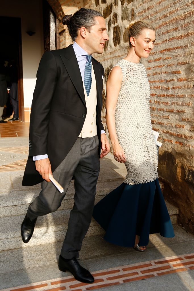 CIUDAD REAL, SPAIN - JULY 11: Marta Ortega and Carlos Torreta leaving the wedding of Felipe Cortina and Amelia Millan on July 11, 2021 in Ciudad Real, Spain. (Photo By Javier Ramirez/Europa Press via Getty Images)
