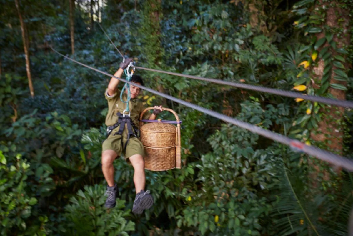 Your personal waiter will deliver your meals through zipline