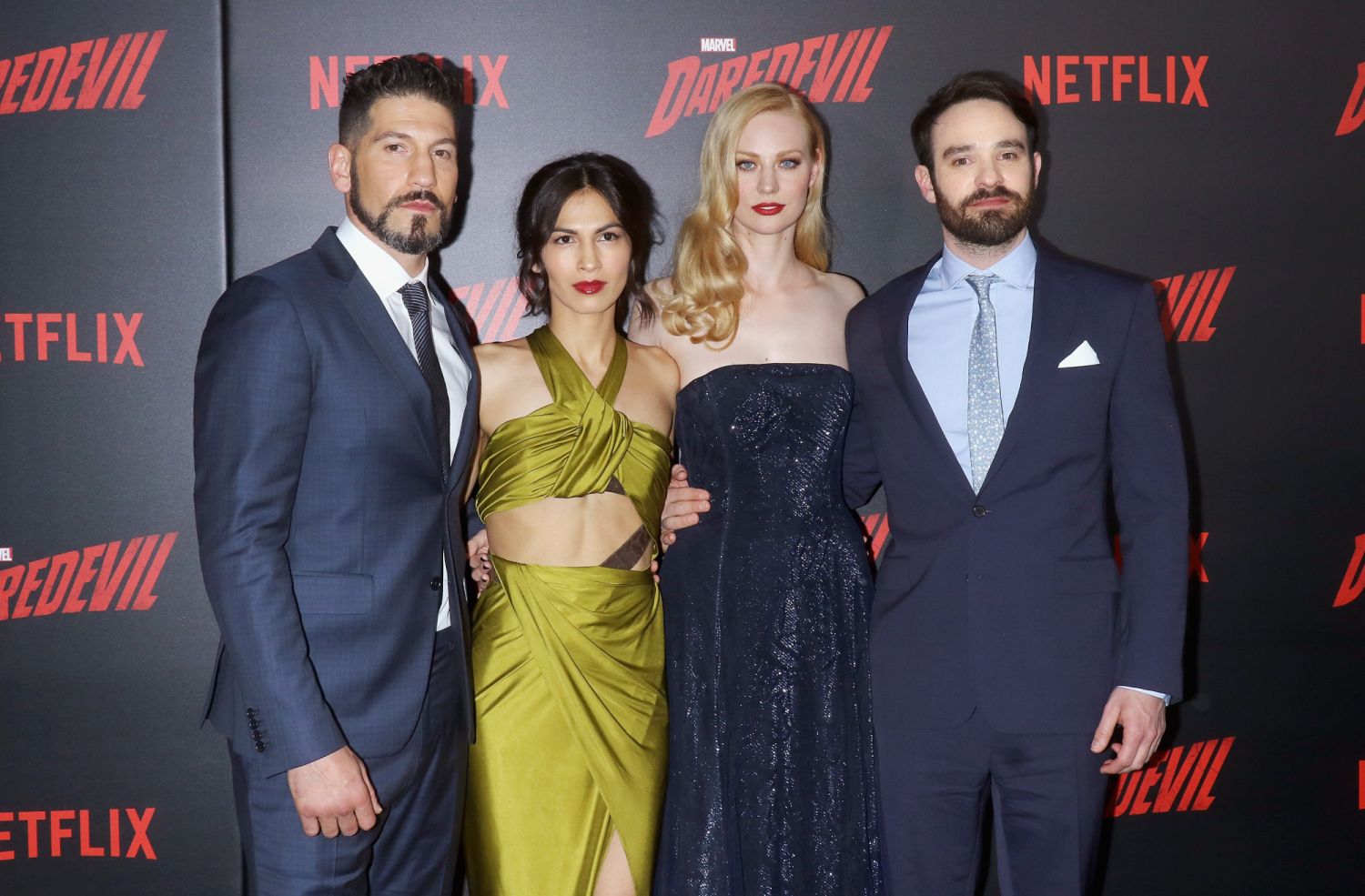 NEW YORK, NY - MARCH 10:  Actors Jon Bernthal, Elodie Yung, Deborah Ann Woll and Charlie Cox attend the "Daredevil" season 2 premiere at AMC Loews Lincoln Square 13 theater on March 10, 2016 in New York City.  (Photo by Jim Spellman/WireImage)