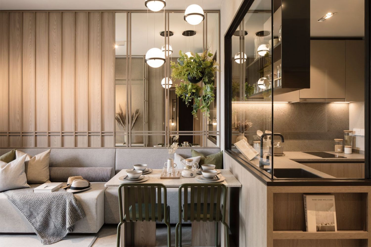 This living and dining space boast a calming appeal with the combination of light and dark wood (Photography: Marc Tan/Studio Periphery)