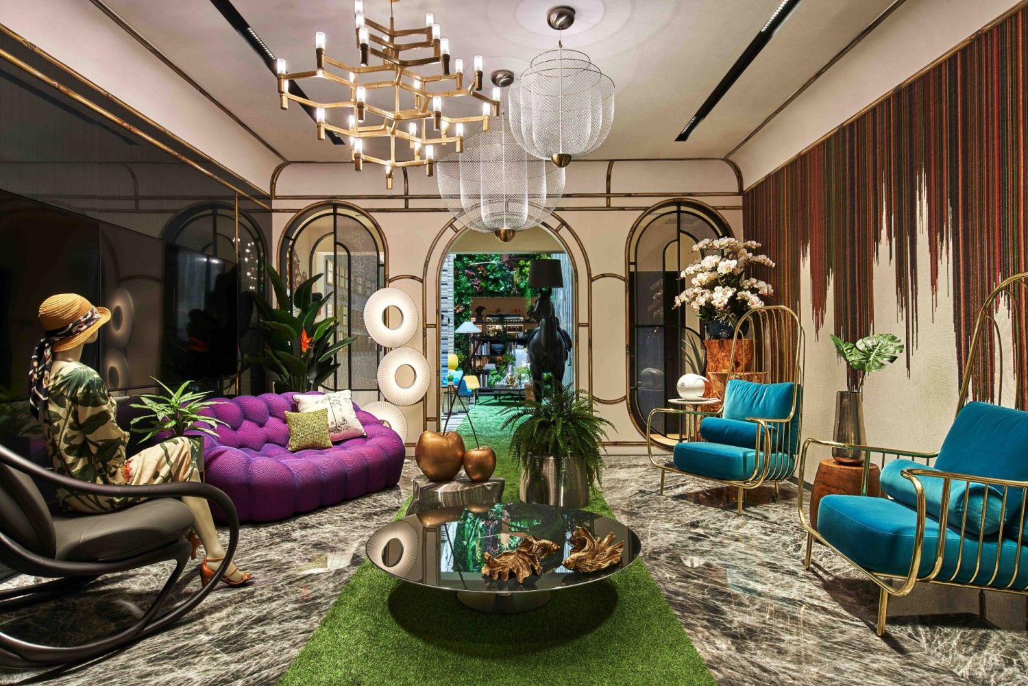 The stylish lobby area of the Prestige Global Designs showroom features playful accent pieces (Photography: Jasper Yu/Jyu Studio)