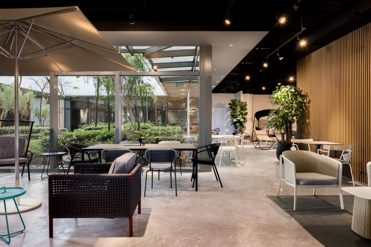 The showroom is laid out into different home configurations for a realistic setting