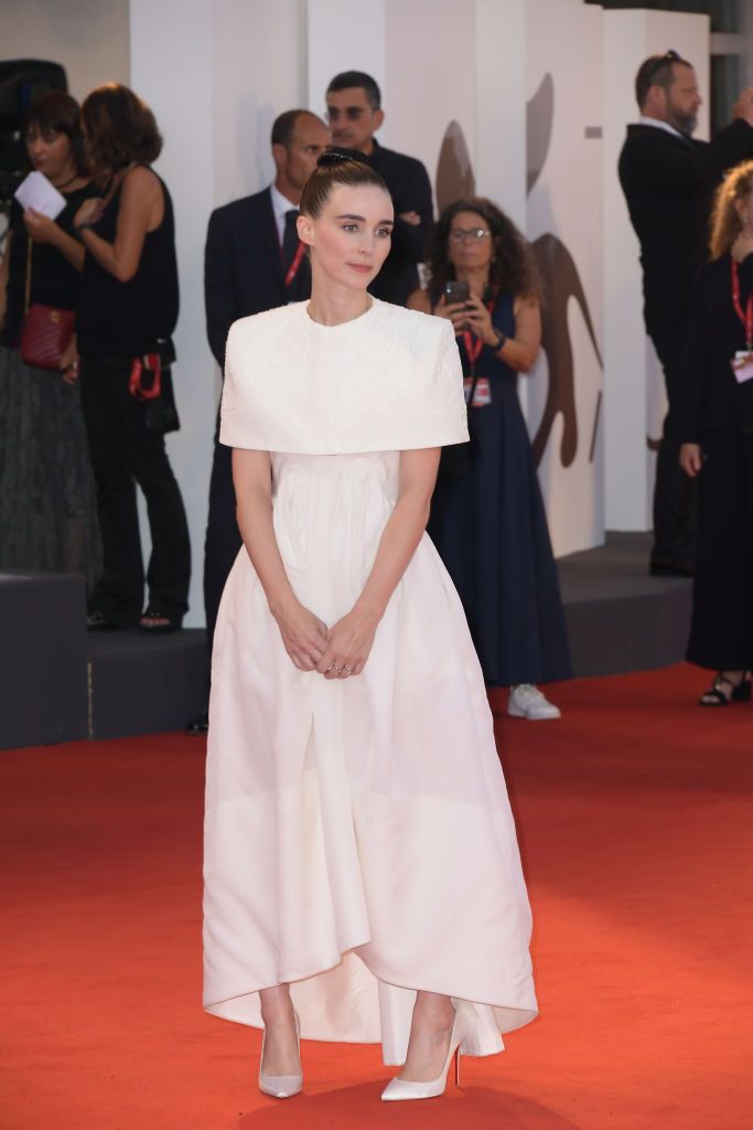 VENICE, ITALY - AUGUST 31: Rooney Mara walks the red carpet ahead of the "Joker" screening during the 76th Venice Film Festival at Sala Grande on August 31, 2019 in Venice, Italy. (Photo by Dominique Charriau/WireImage)