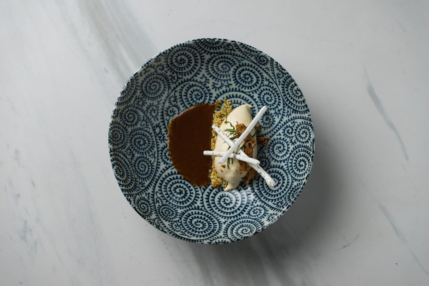 Roasted cauliflower ice cream, lemon grass caramel, and Thai basil from Helm (Photo: Facebook / Helm)