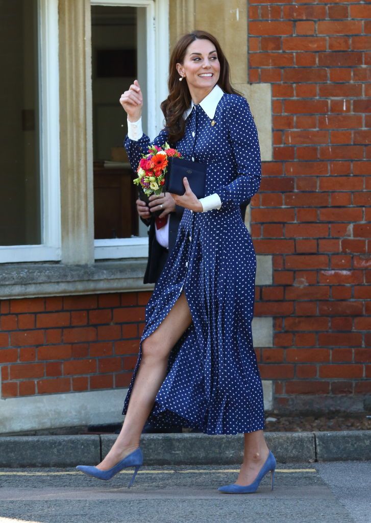BLETCHLEY, BUCKINGHAMSHIRE, UNITED KINGDOM - 2019/05/14: Kate Middleton, Duchess of Cambridge seen leaving after her visit to the D-Day exhibition at Bletchley Park, England. (Photo by Keith Mayhew/SOPA Images/LightRocket via Getty Images)