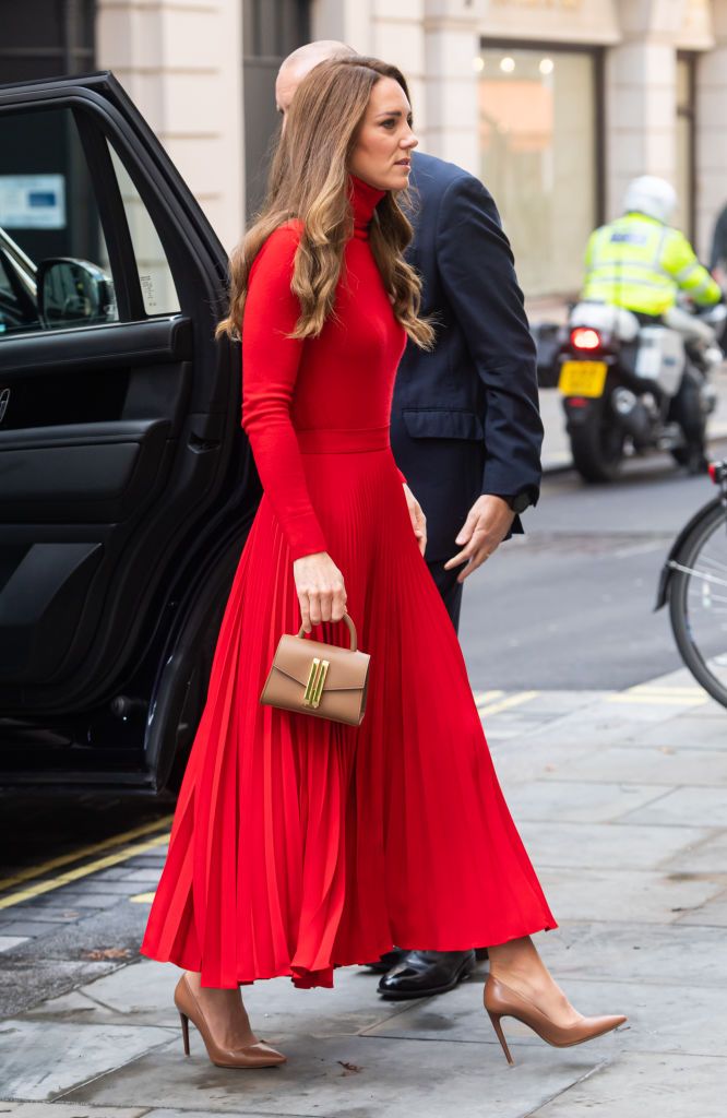 LONDON, ENGLAND - OCTOBER 19: Catherine, Duchess of Cambridge at BAFTA on October 19, 2021 in London, England. Led by the Forward Trust, "Taking Action on Addiction" is a long-term campaign which will work to improve awareness and understanding of addiction, its causes and scale in society to enable more people to ask for and receive help. (Photo by Samir Hussein/WireImage)