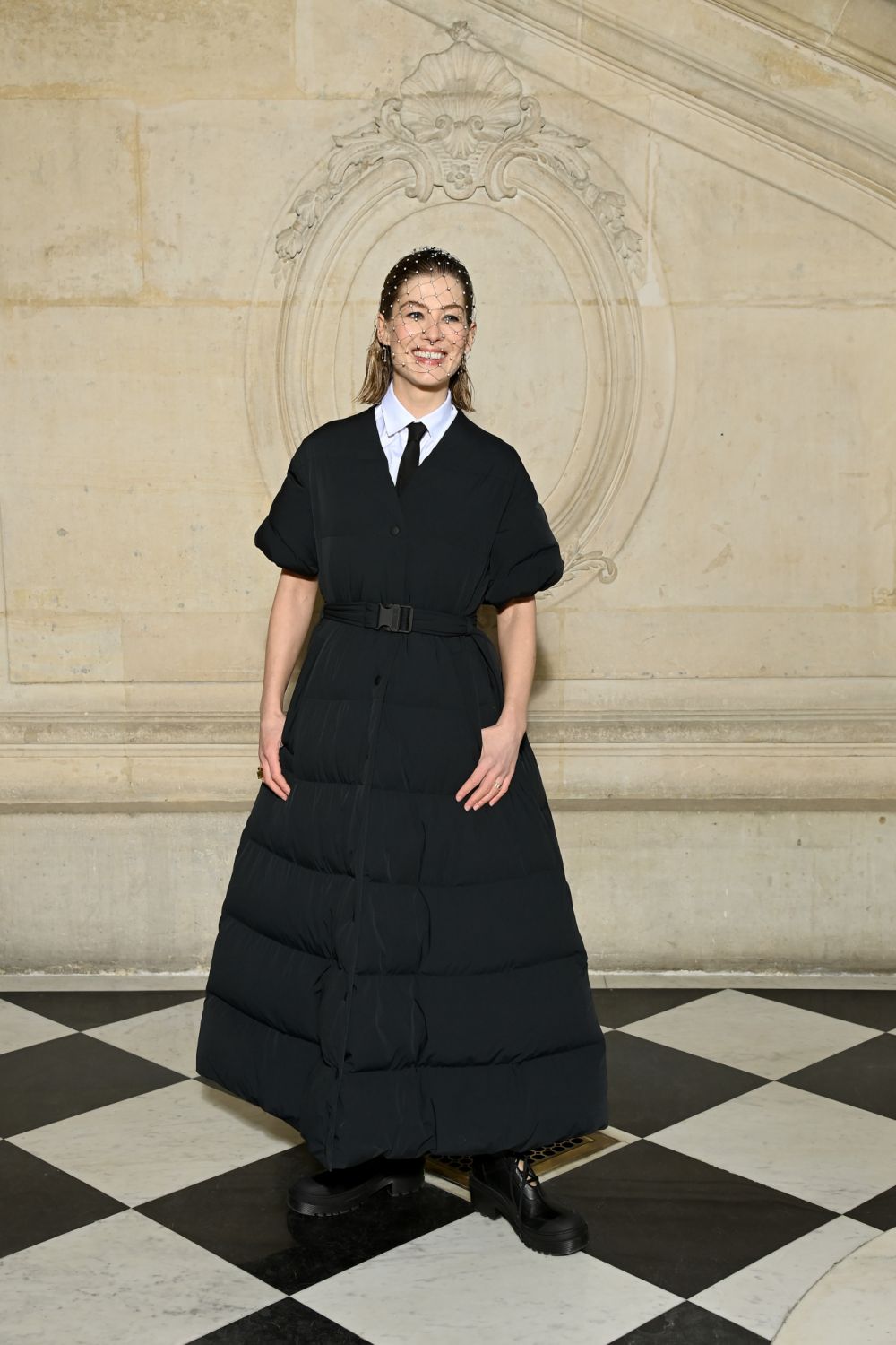 PARIS, FRANCE - JANUARY 24: Rosamund Pike attends the Dior Haute Couture Spring/Summer 2022 show as part of Paris Fashion Week on January 24, 2022 in Paris, France. (Photo by Pascal Le Segretain/Getty Images For Dior)