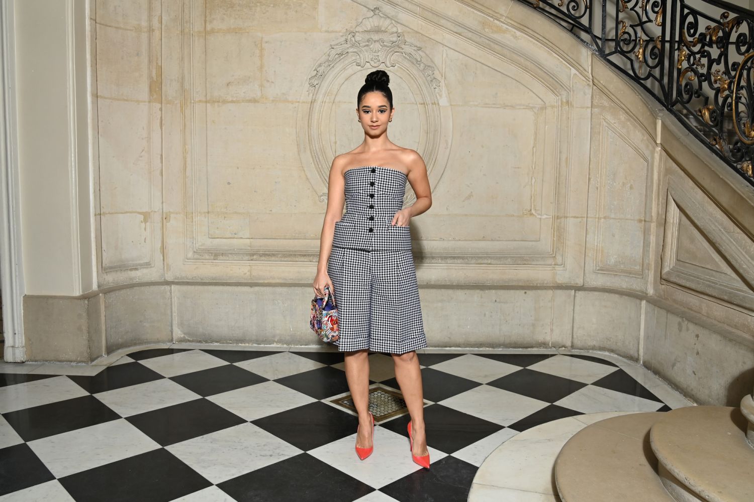 PARIS, FRANCE - JANUARY 24: Lena Mahfouf attends the Dior Haute Couture Spring/Summer 2022 show as part of Paris Fashion Week on January 24, 2022 in Paris, France. (Photo by Pascal Le Segretain/Getty Images For Dior)