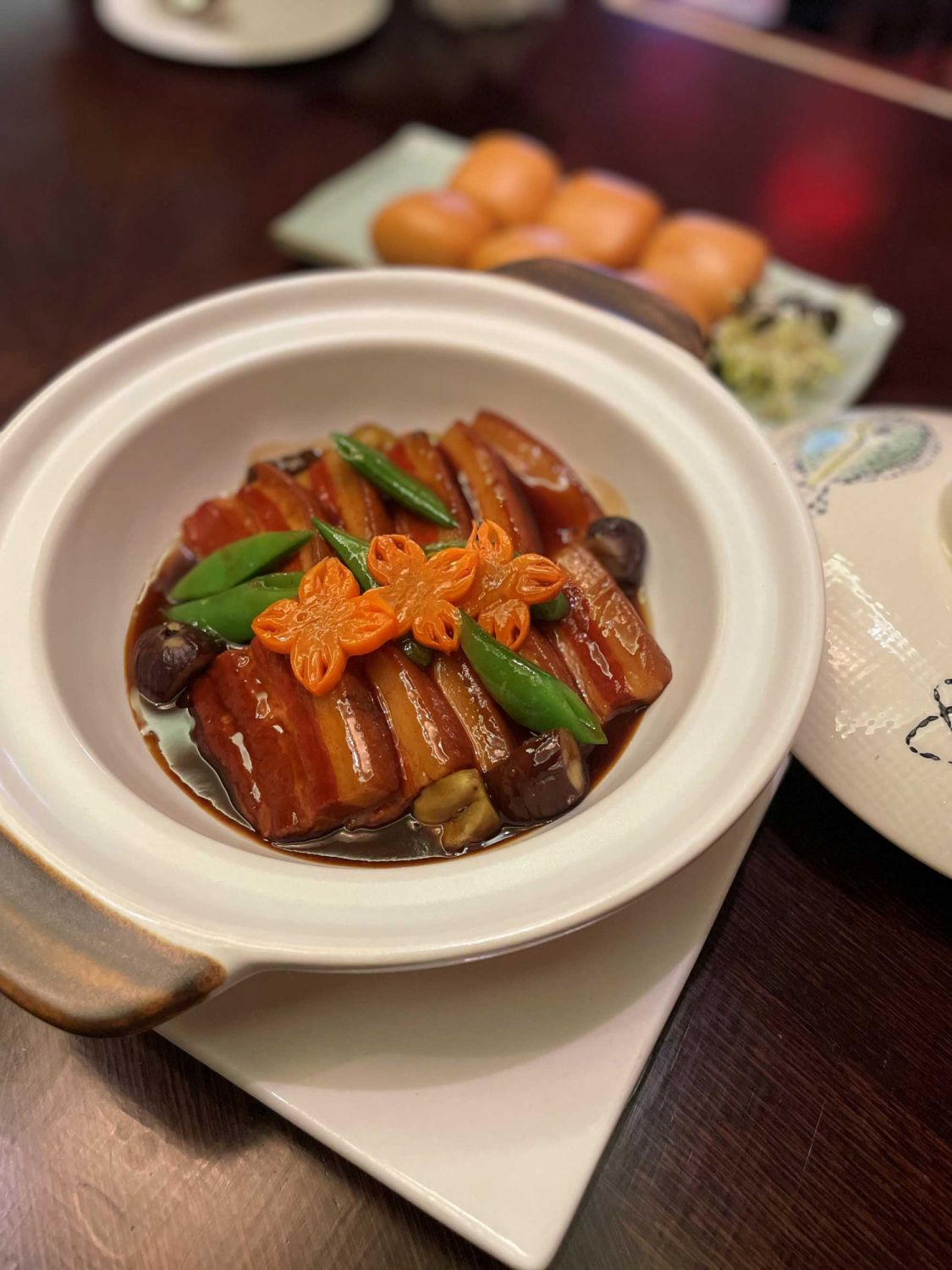 Braised Pork Belly with Chestnut, Chinese Mushroom and Homemade Brown Sauce
