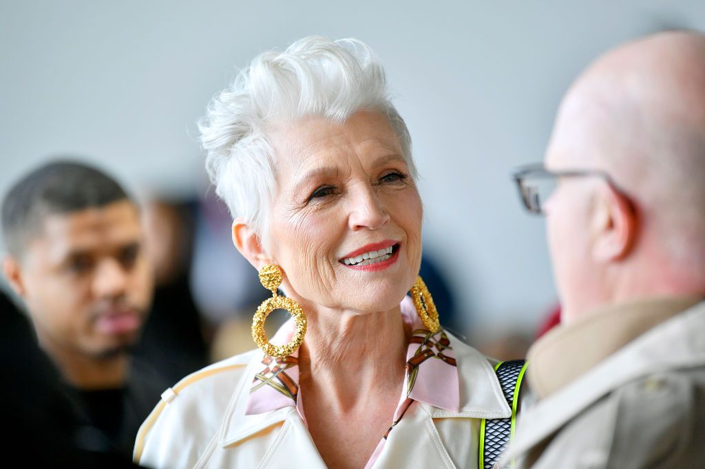 NEW YORK, NEW YORK - FEBRUARY 10: Maye Musk attends the Jonathan Simkhai runway show during New York Fashion Week: The Shows at Gallery I at Spring Studios on February 10, 2020 in New York City. (Photo by Roy Rochlin/Getty Images for NYFW: The Shows)
