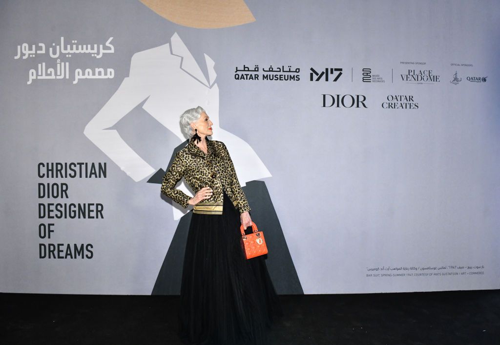 DOHA, QATAR - NOVEMBER 05: Maye Musk attends the opening of Christian Dior: Designer of Dreams on November 5, 2021 at M7 in Doha, Qatar. The exhibition opens as part of #QatarCreates, a cultural celebration connecting the fields of art, fashion, and design through a diverse program of exhibitions, awards, public talks, and special events, all taking place in the heart of Doha. (Photo by Craig Barritt/Getty Images for Qatar Museums )