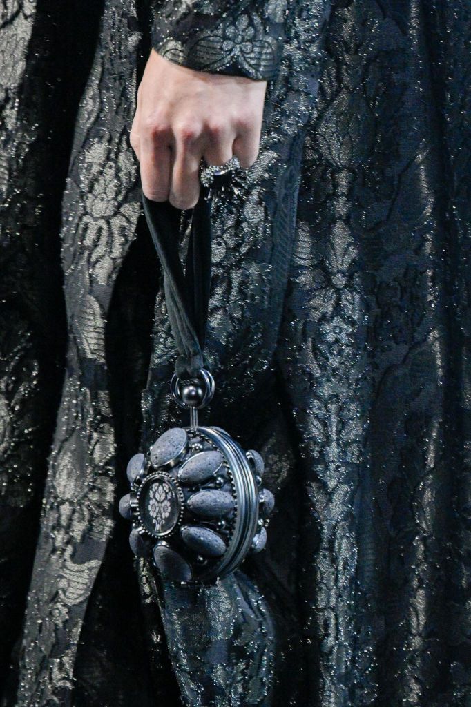 PARIS, FRANCE - JANUARY 27: (EDITORIAL USE ONLY - For Non-Editorial use please seek approval from Fashion House) A model, bag detail, walks the runway during the Fendi Couture Haute Couture Spring/Summer 2022 show as part of Paris Fashion Week on January 27, 2022 in Paris, France. (Photo by Peter White/Getty Images)