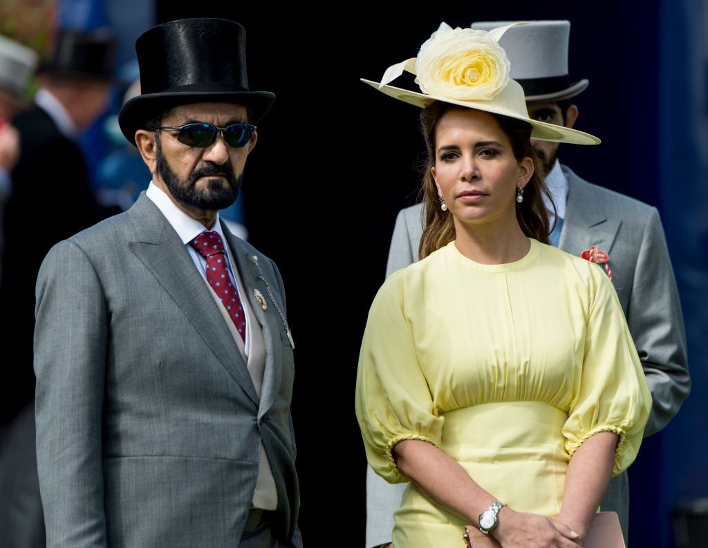 EPSOM, ENGLAND - JUNE 03:  Princess Haya Bint Al Hussein and Sheikh Mohammed Bin Rashid Al Maktoum attend Derby day at Epsom Derby festival at Epsom Downs on June 3, 2017 in Epsom, England.  (Photo by Mark Cuthbert/UK Press via Getty Images)