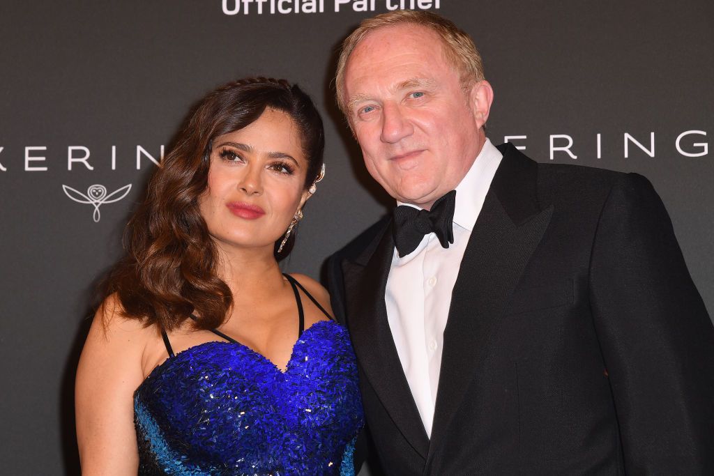 CANNES, FRANCE - JULY 11: Salma Hayek and Francois-Henri Pinault attend the Kering Women In Motion Awards during the 74th annual Cannes Film Festival on July 11, 2021 in Cannes, France. (Photo by Stephane Cardinale - Corbis/Corbis via Getty Images)