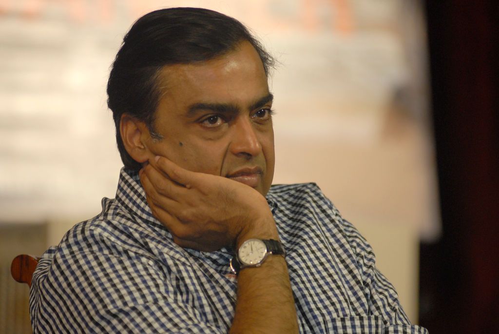 MUMBAI, INDIA - JUNE 17: Mukesh Ambani attends the Nana Chudasama's Book launch 'History on Banner' on June 17, 2010 in Mumbai, India. (Photo by Prodip Guha/Getty Images)