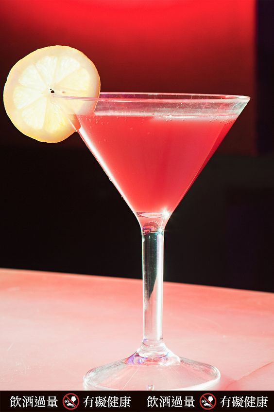 Pink cocktail on bar