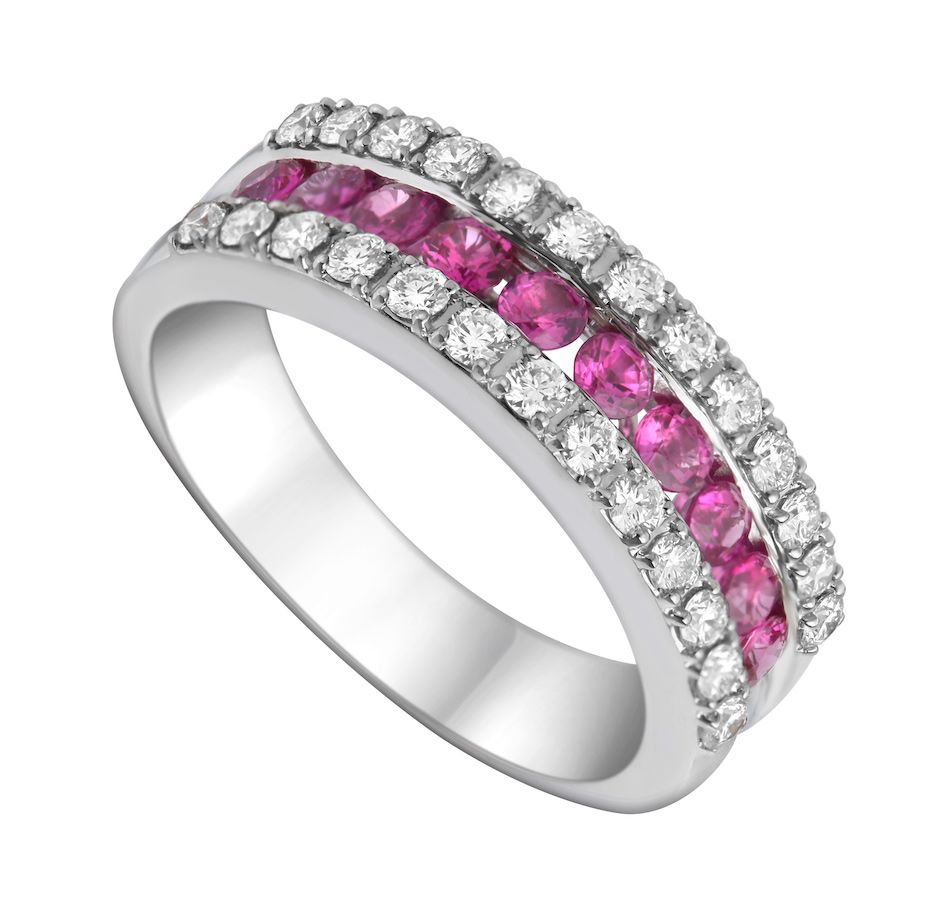 Le Lumiere Royal ring with rubies and diamonds set on 18k white gold