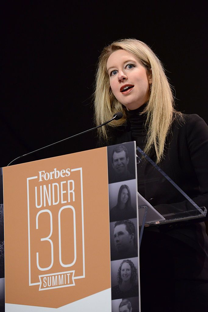 PHILADELPHIA, PA - OCTOBER 05: Elizabeth Holmes, Founder & CEO of Theranos speaks at Forbes Under 30 Summit at Pennsylvania Convention Center on October 5, 2015 in Philadelphia, Pennsylvania. (Photo by Lisa Lake/Getty Images)