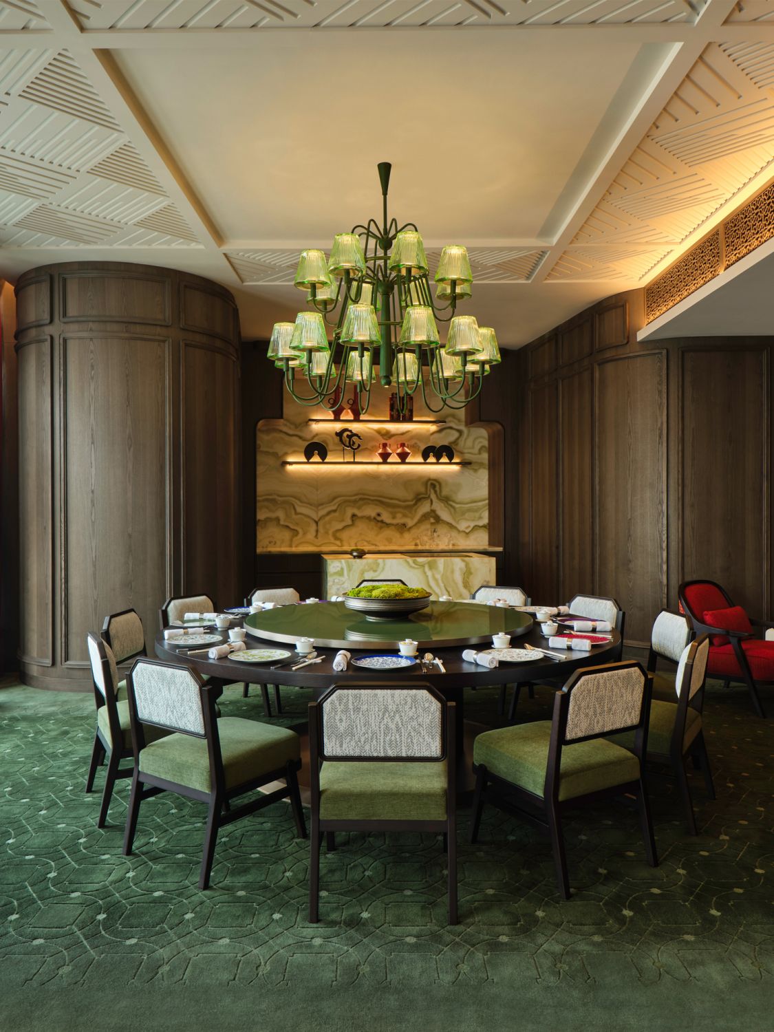 Sophisticated and nostalgic, the restaurant features entirely bespoke furnishings and fittings