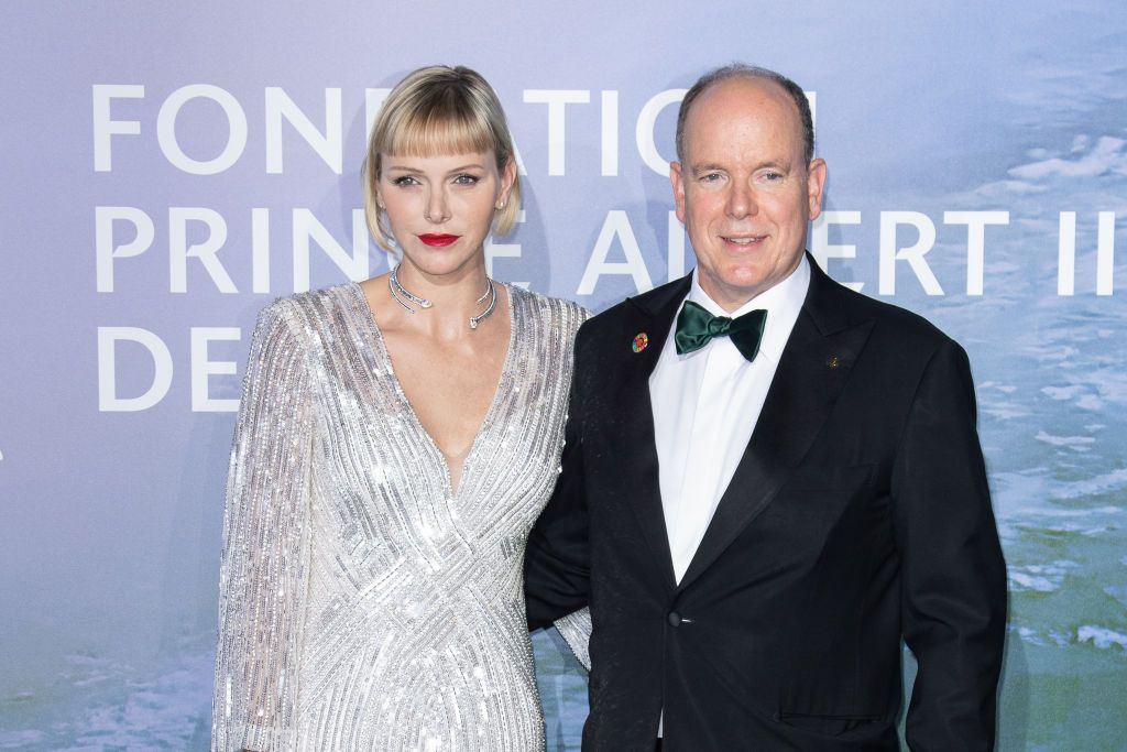 MONTE-CARLO, MONACO - SEPTEMBER 24: Princess Charlene of Monaco and Prince Albert II of Monaco attend the Monte-Carlo Gala For Planetary Health on September 24, 2020 in Monte-Carlo, Monaco. (Photo by SC Pool - Corbis/Corbis via Getty Images)