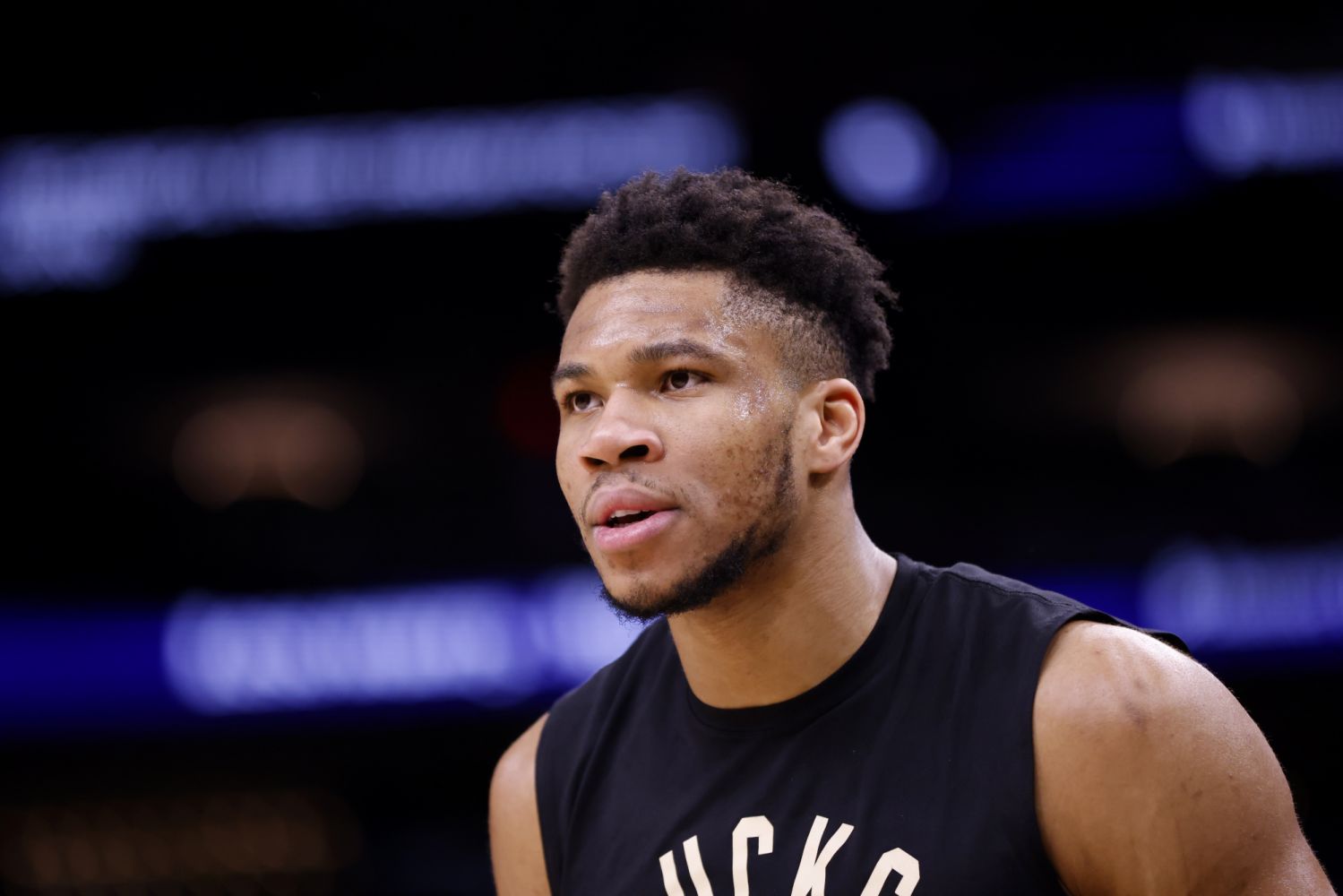 PHOENIX, ARIZONA - FEBRUARY 10: Giannis Antetokounmpo #34 of the Milwaukee Bucks watches from the sideline during the first half against the Phoenix Suns at Footprint Center on February 10, 2022 in Phoenix, Arizona. The Suns beat the Bucks 131-107. NOTE TO USER: User expressly acknowledges and agrees that, by downloading and or using this photograph, User is consenting to the terms and conditions of the Getty Images License Agreement. (Photo by Chris Coduto/Getty Images)
