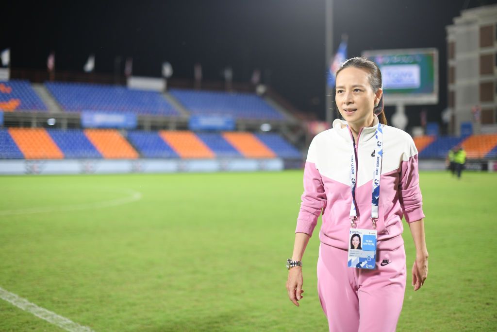 BANGKOK, THAILAND - 2021/09/18: Port FC chairman Nualphan Lamsam seen during the Thai League 2021 match between Port FC and Khon Kaen United at PAT Stadium.( final score; Port FC 2:0 Khon Kaen United). (Photo by Amphol Thongmueangluang/SOPA Images/LightRocket via Getty Images)