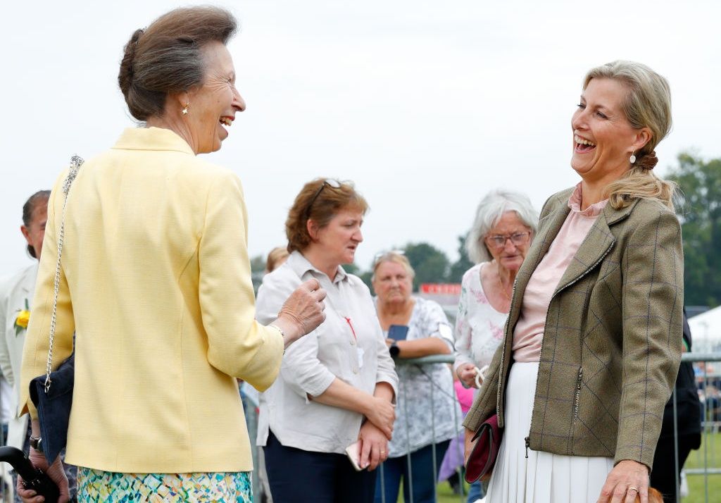 MILNTHORPE, UNITED KINGDOM - SEPTEMBER 09: (EMBARGOED FOR PUBLICATION IN UK NEWSPAPERS UNTIL 24 HOURS AFTER CREATE DATE AND TIME) Princess Anne, Princess Royal and Sophie, Countess of Wessex visit the Westmorland County Show on September 9, 2021 in Milnthorpe, England. (Photo by Max Mumby/Indigo/Getty Images)